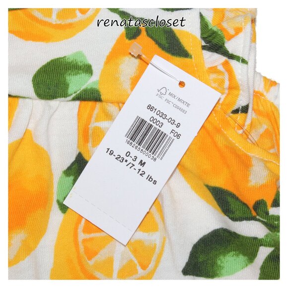 Old Navy Baby Girls' Lemon Printed Flutter-Sleeve Romper NWT - Picture 3 of 13